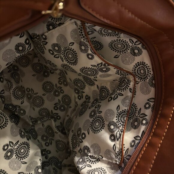 👜Charming Charlie Faux Leather Shoulder Bag Purse Tassels Brown Tan Bucket - Picture 9 of 10